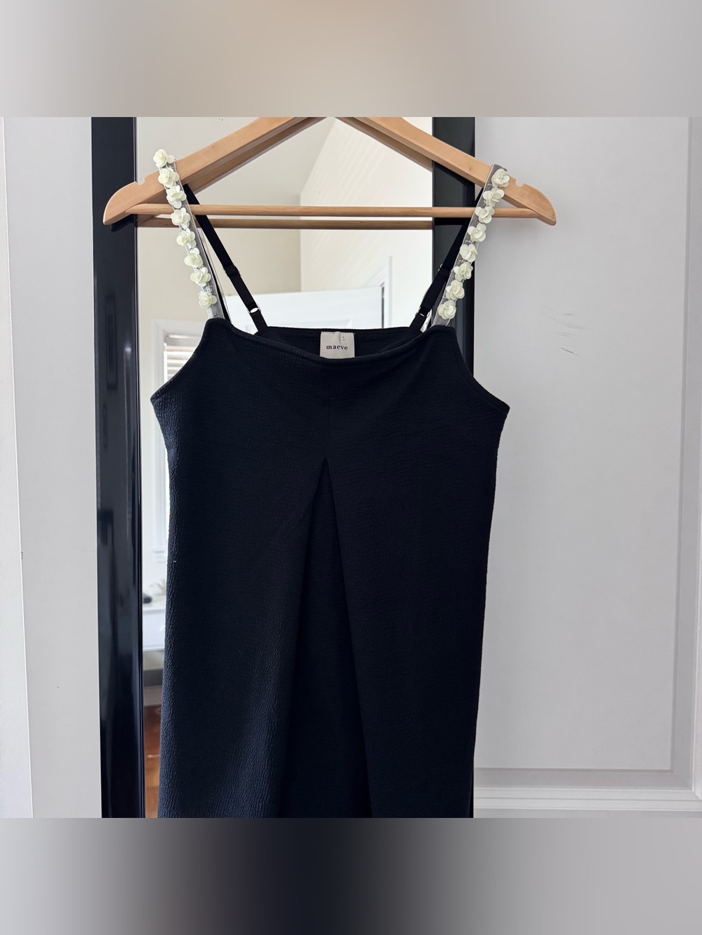 Maeve Black Top with Inverted Front Pleat